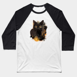 Halloween Black Cat Baseball T-Shirt